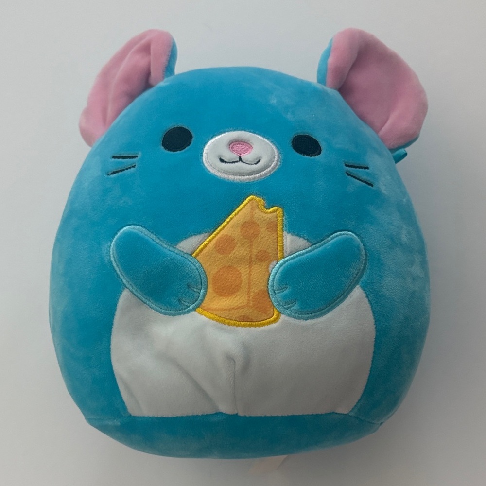 Squishmallows Blue and Pink Mouse with Cheese Plush